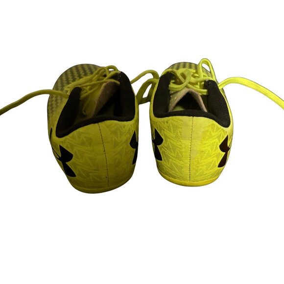 Under Armour Kids Soccer Cleats Size 10K – Neon Yellow Black Firm Ground Shoes - Picture 7 of 8